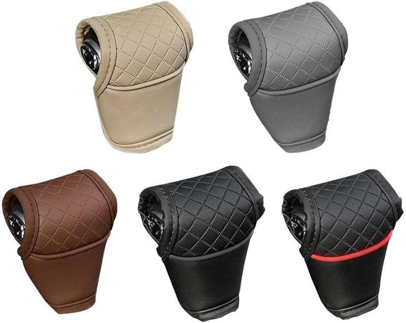 Grey PU Leather Car Gear Shift Cover Adds Elegance To Your Driving Experience - Image 2